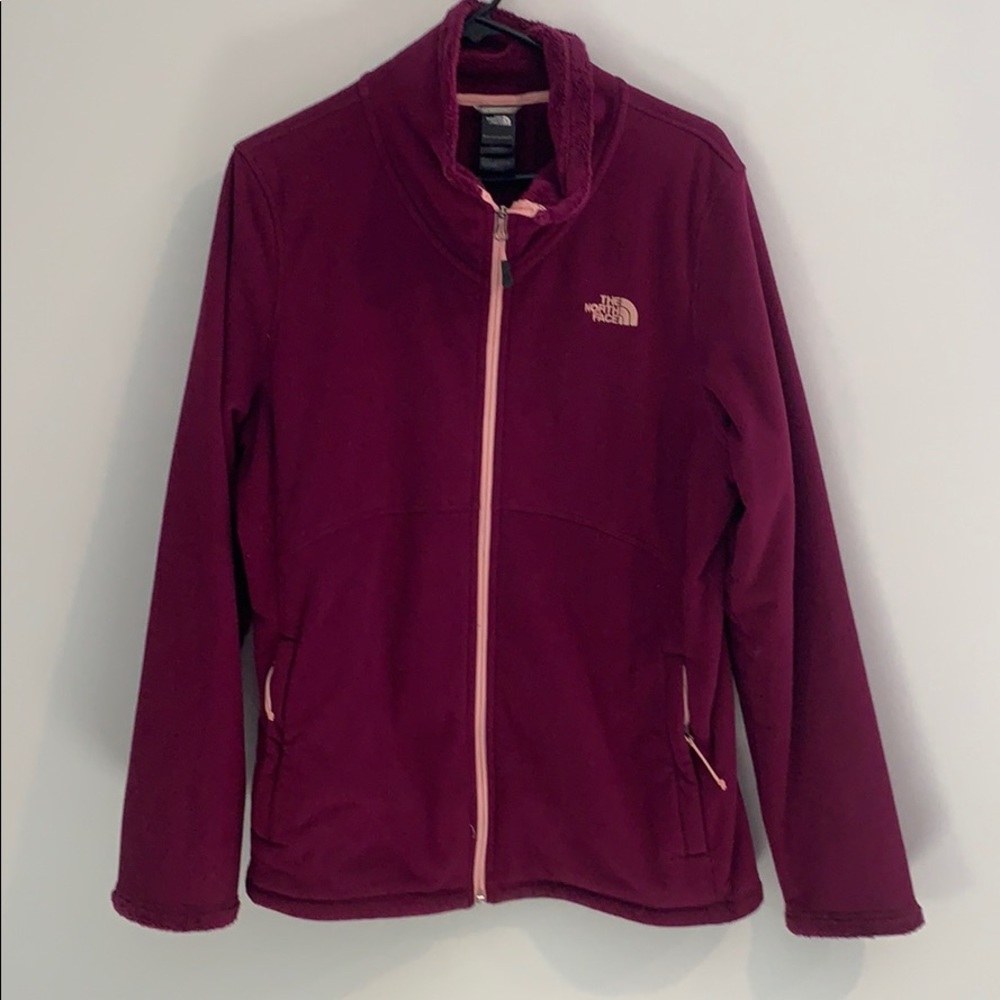 North face fleece long zip coat jacket sz XL EUC
